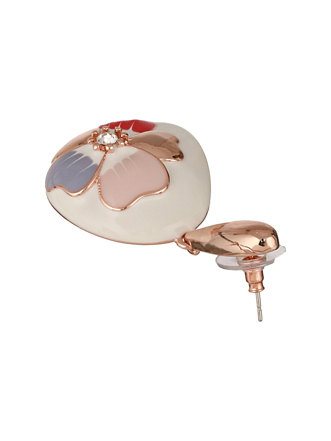 Anti-Tarnish 18k  Gold Plated Off White Enamelled Floral Statement Dangler Earrings