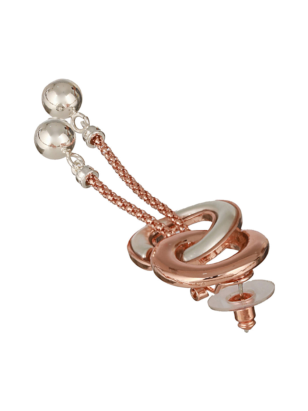 Anti-Tarnish Rose Gold 2 Toned Circular Knotted  Dangling Earrings