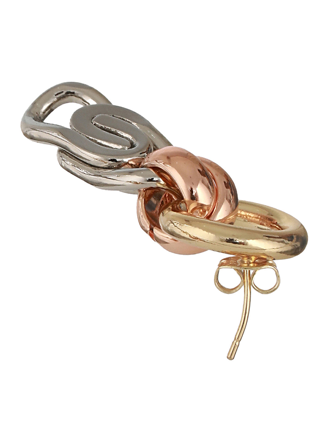 Anti-Tarnish 3 Toned Chain Dangle Handcrafted  Earrings