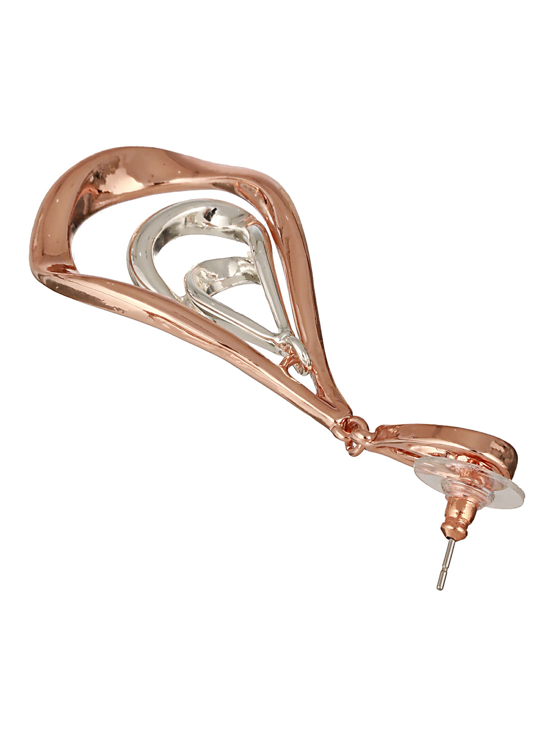 Anti-Tarnish Rose Gold Plated Pear Shaped Concentric Drop Earrings