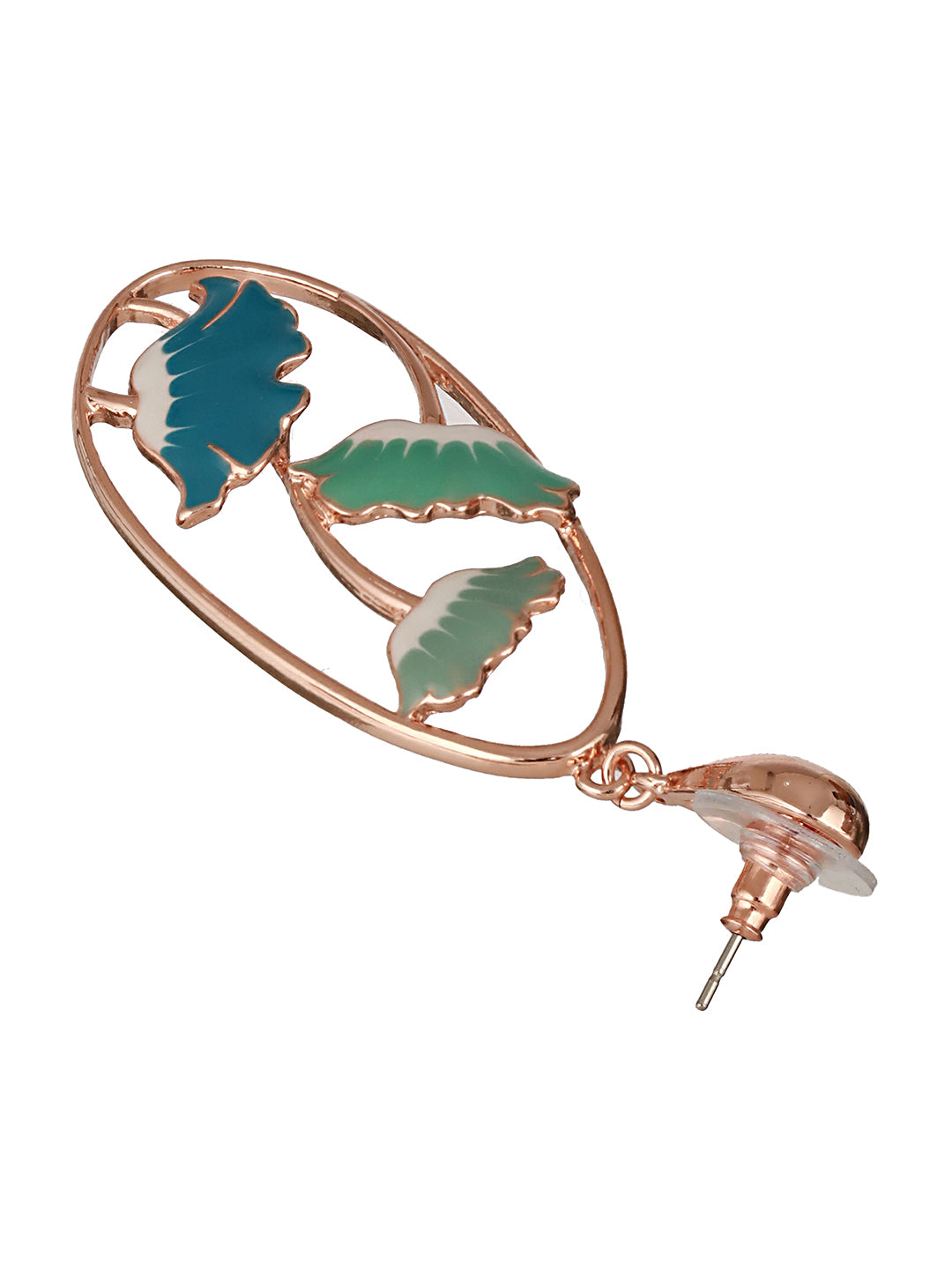 Anti-Tarnish Gold Plated  Blue  Enamelled Floral Statement Luxe Drop  Earrings