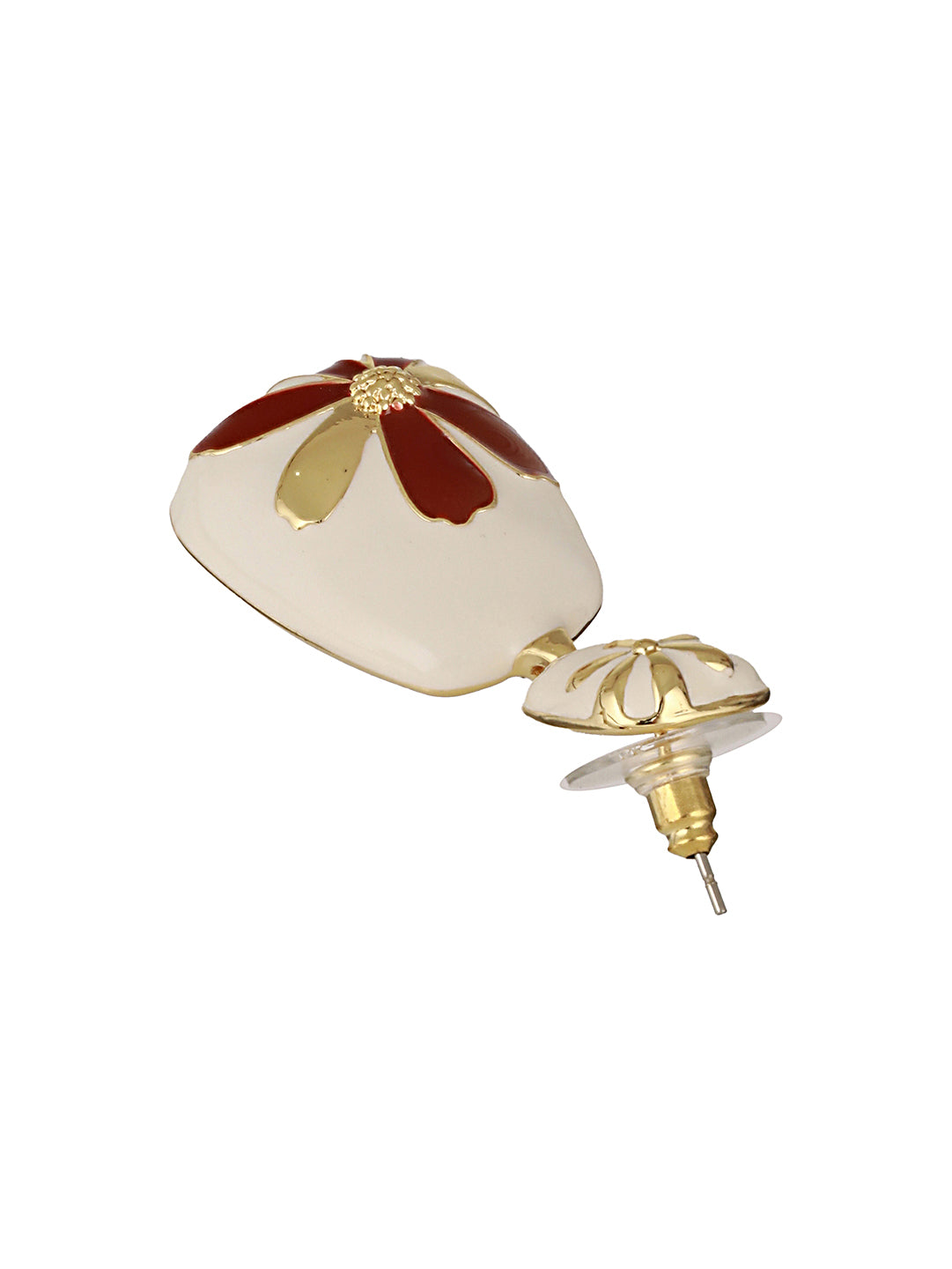Anti-Tarnish Gold Plated & Enamelled Leaf Design Luxe Drop Earrings
