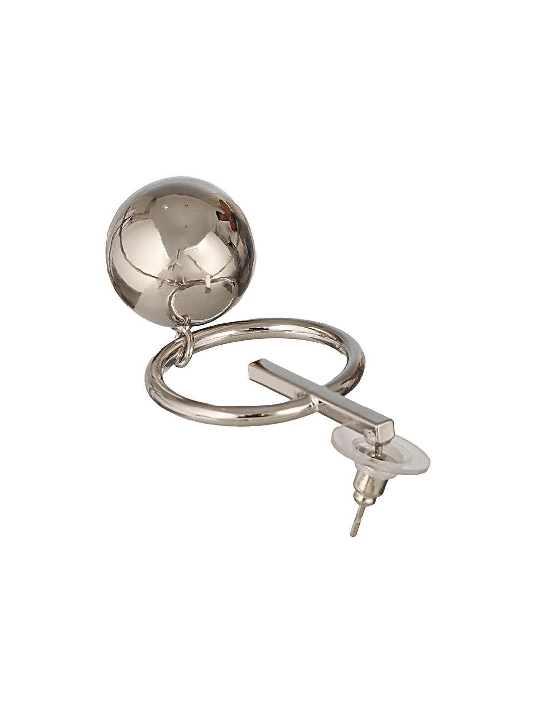 Anti-Tarnish Silver Plated Dangle Ball Drop Hoop Earrings