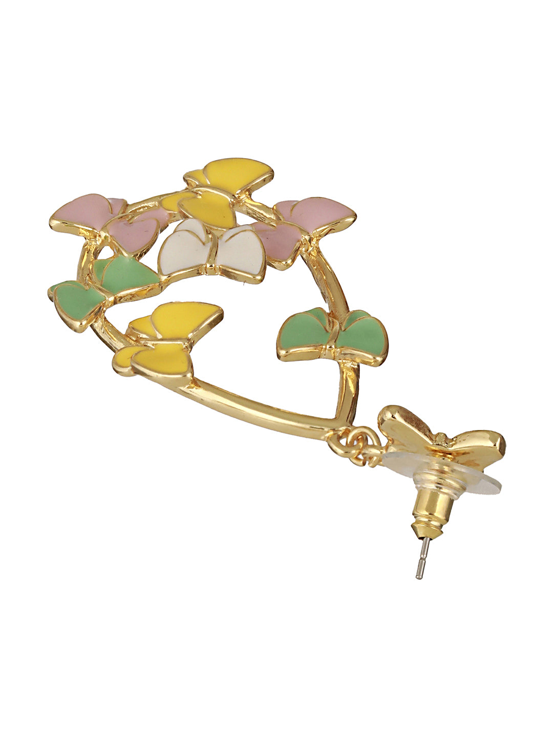 Anti-Tarnish Gold Plated Enamelled Butterfly Statement Luxe Drop Earrings