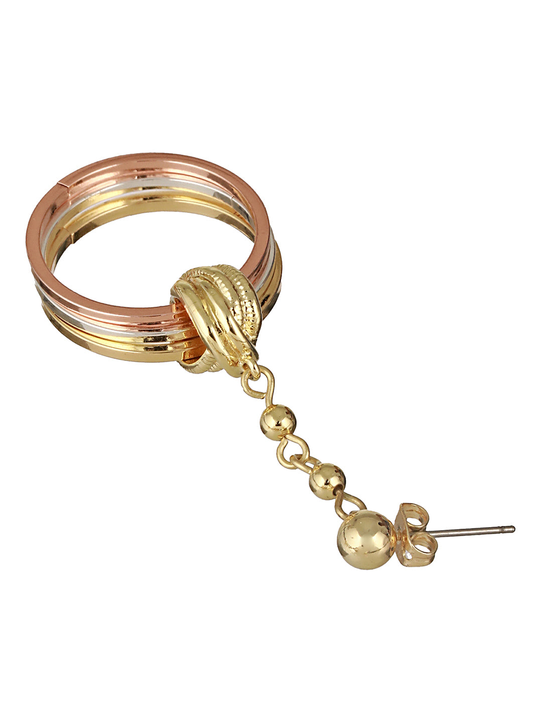 Anti-Tarnish 18k Tri Colored Gold Polish Knotted Drop Earrings