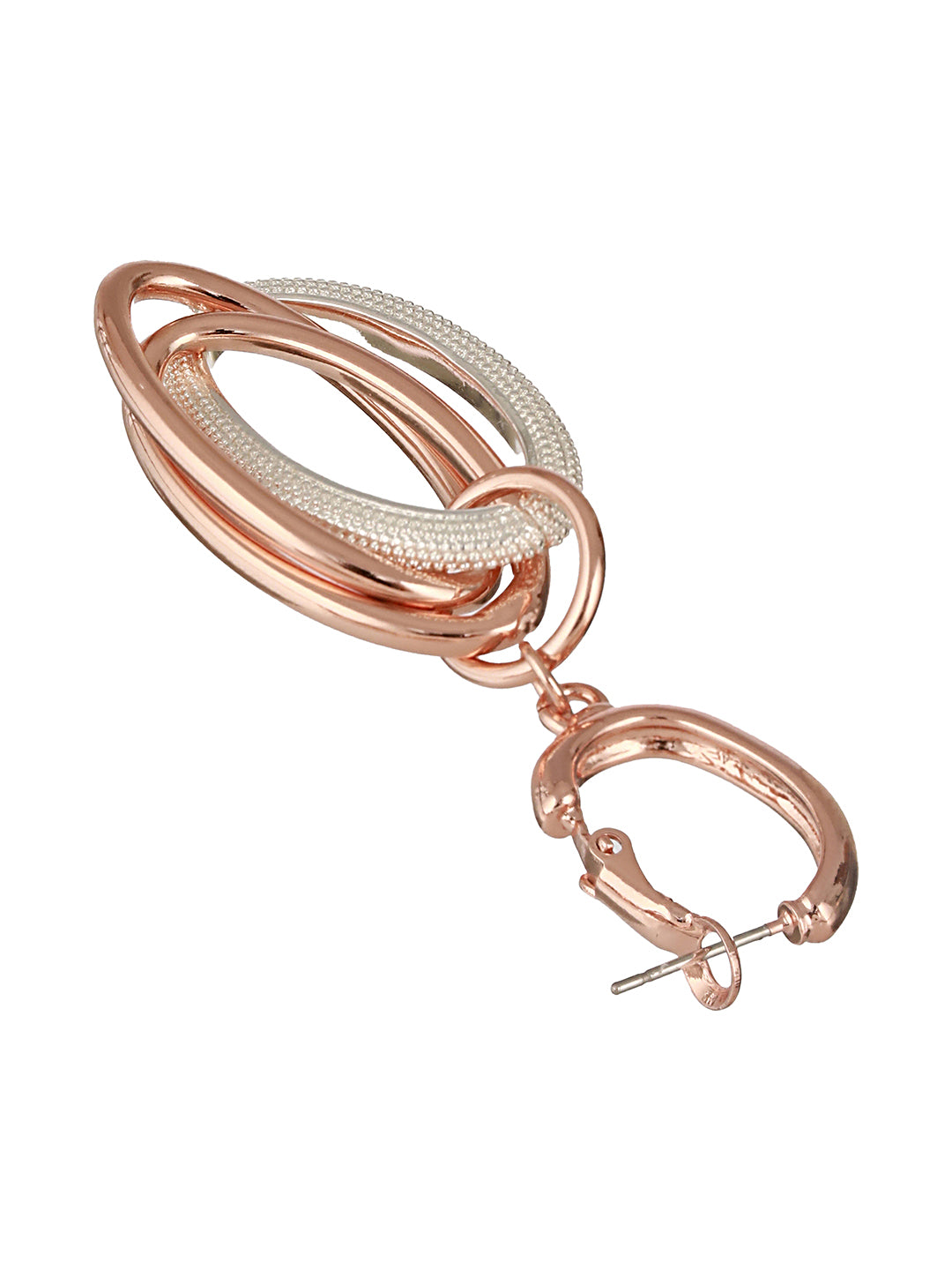 Anti-Tarnish Rose Gold Concentric Circular Drop Dangling Earrings