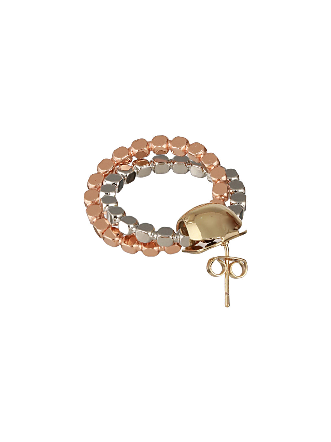 Anti-Tarnish Silver & Rose Plated Hammered Circular Hoop Earrings