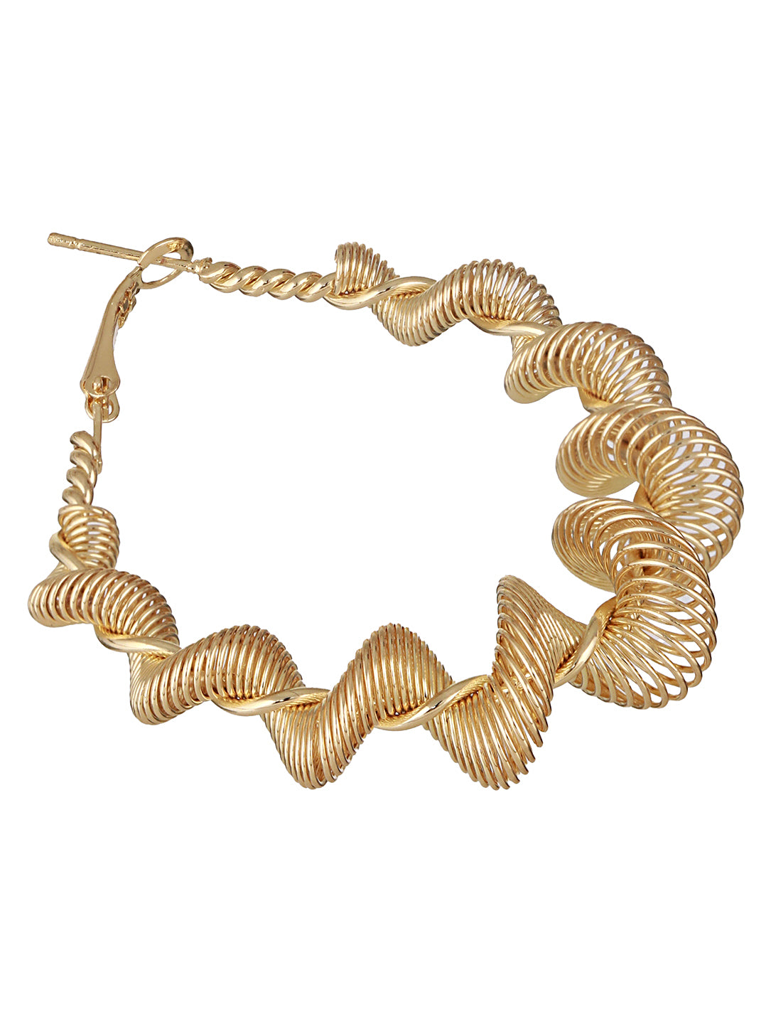 Anti-Tarnish Gold Plated Spiral Twisted  Statement Hoops Earrings