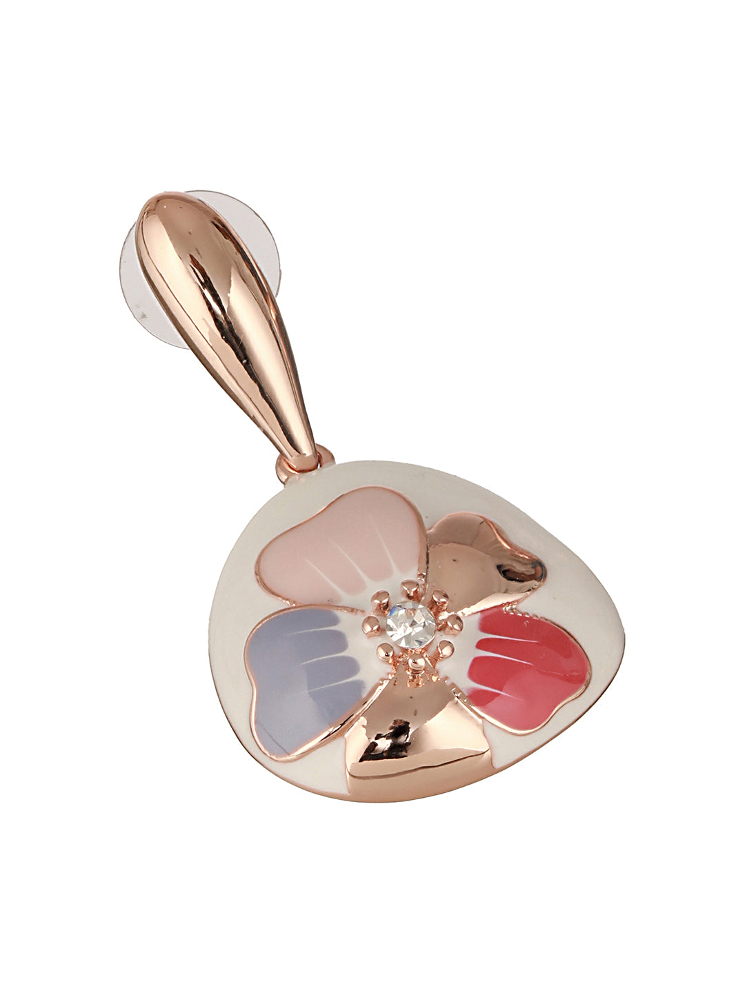 Anti-Tarnish 18k  Gold Plated Off White Enamelled Floral Statement Dangler Earrings