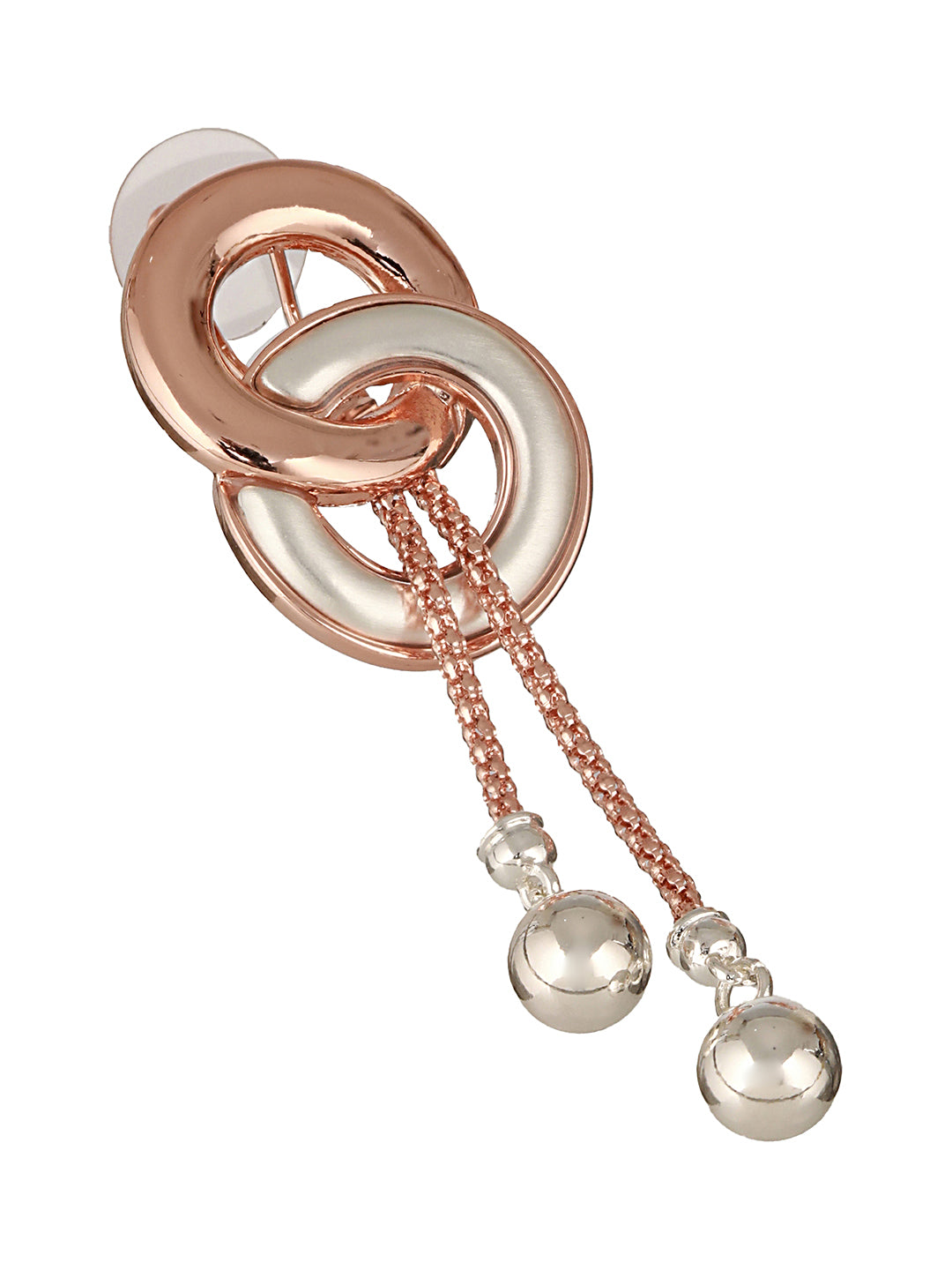 Anti-Tarnish Rose Gold 2 Toned Circular Knotted  Dangling Earrings