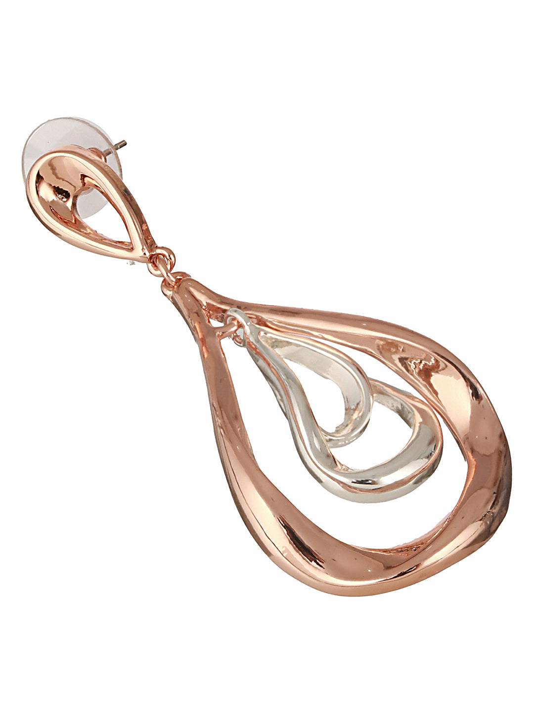 Anti-Tarnish Rose Gold Plated Pear Shaped Concentric Drop Earrings