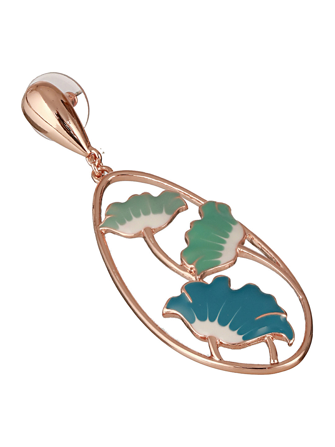 Anti-Tarnish Gold Plated  Blue  Enamelled Floral Statement Luxe Drop  Earrings