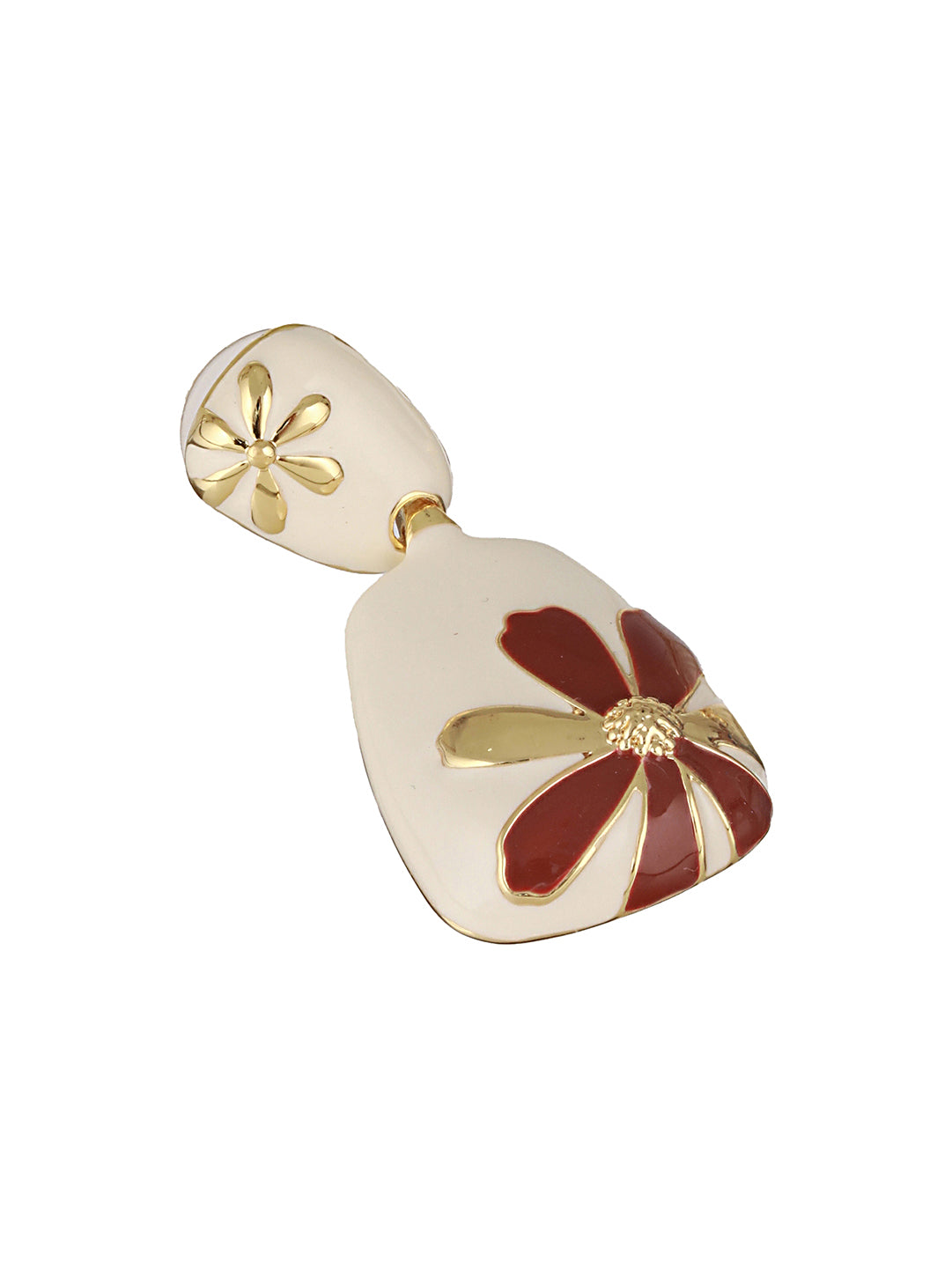 Anti-Tarnish Gold Plated & Enamelled Leaf Design Luxe Drop Earrings