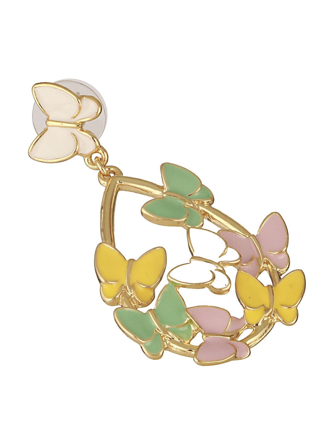 Anti-Tarnish Gold Plated Enamelled Butterfly Statement Luxe Drop Earrings