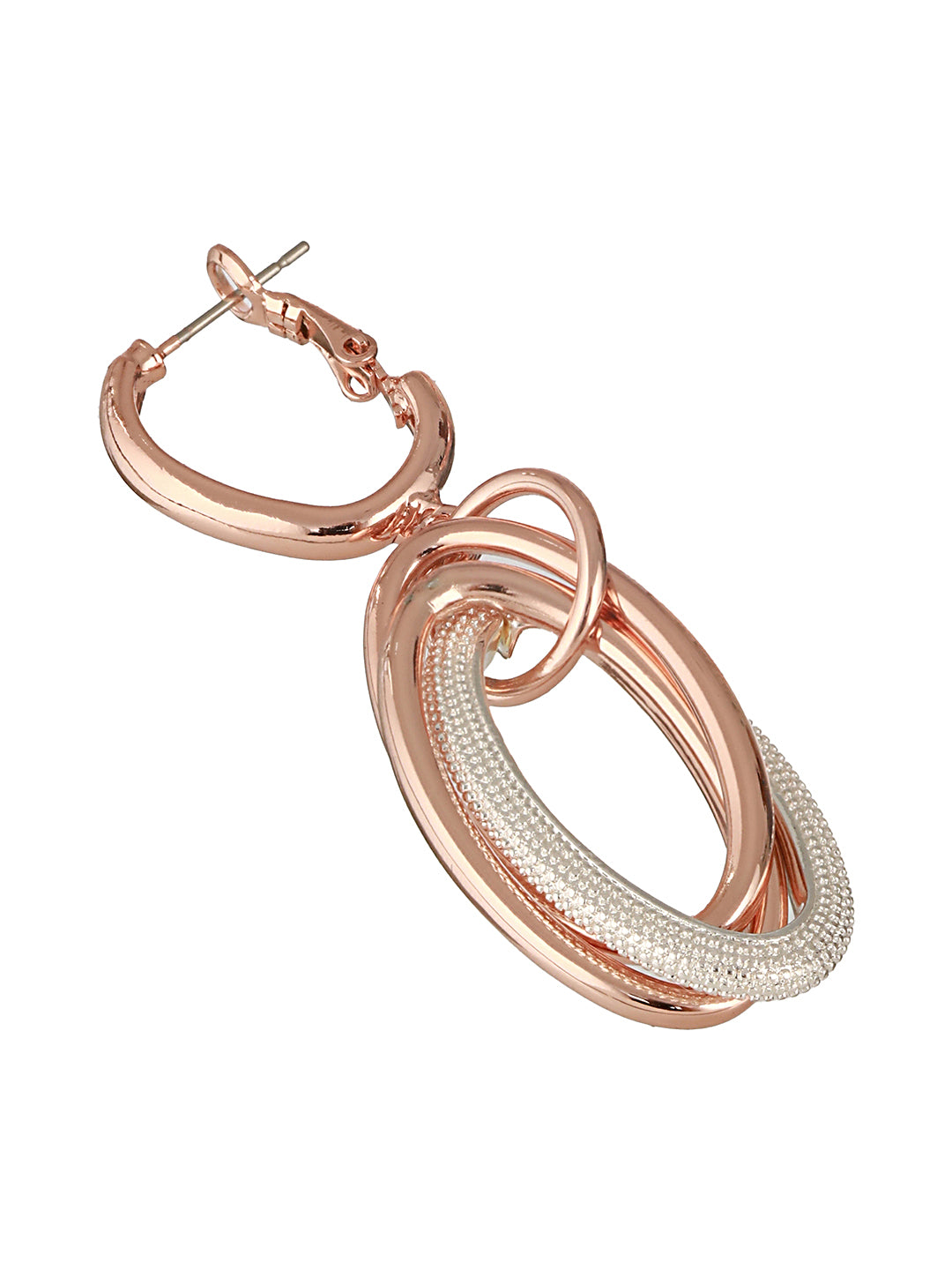Anti-Tarnish Rose Gold Concentric Circular Drop Dangling Earrings