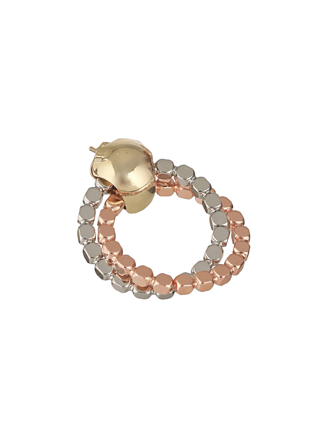 Anti-Tarnish Silver & Rose Plated Hammered Circular Hoop Earrings