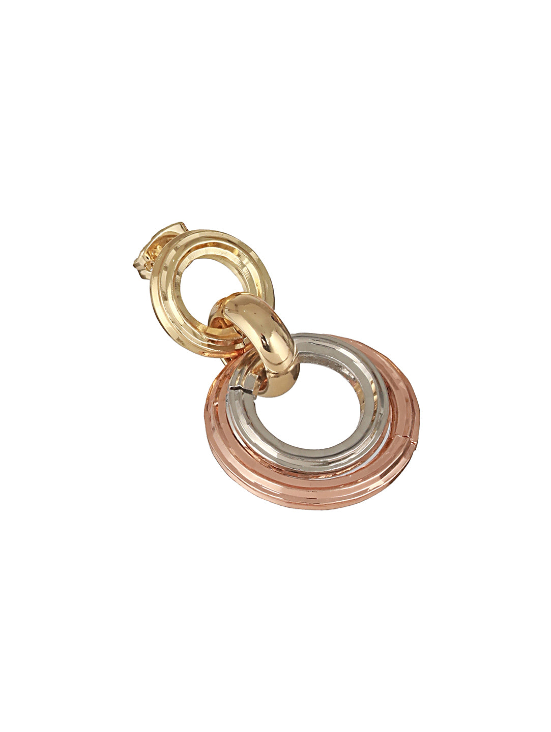 Anti-Tarnish Rose Gold 3 Toned Circular Hoops Drop Earrings