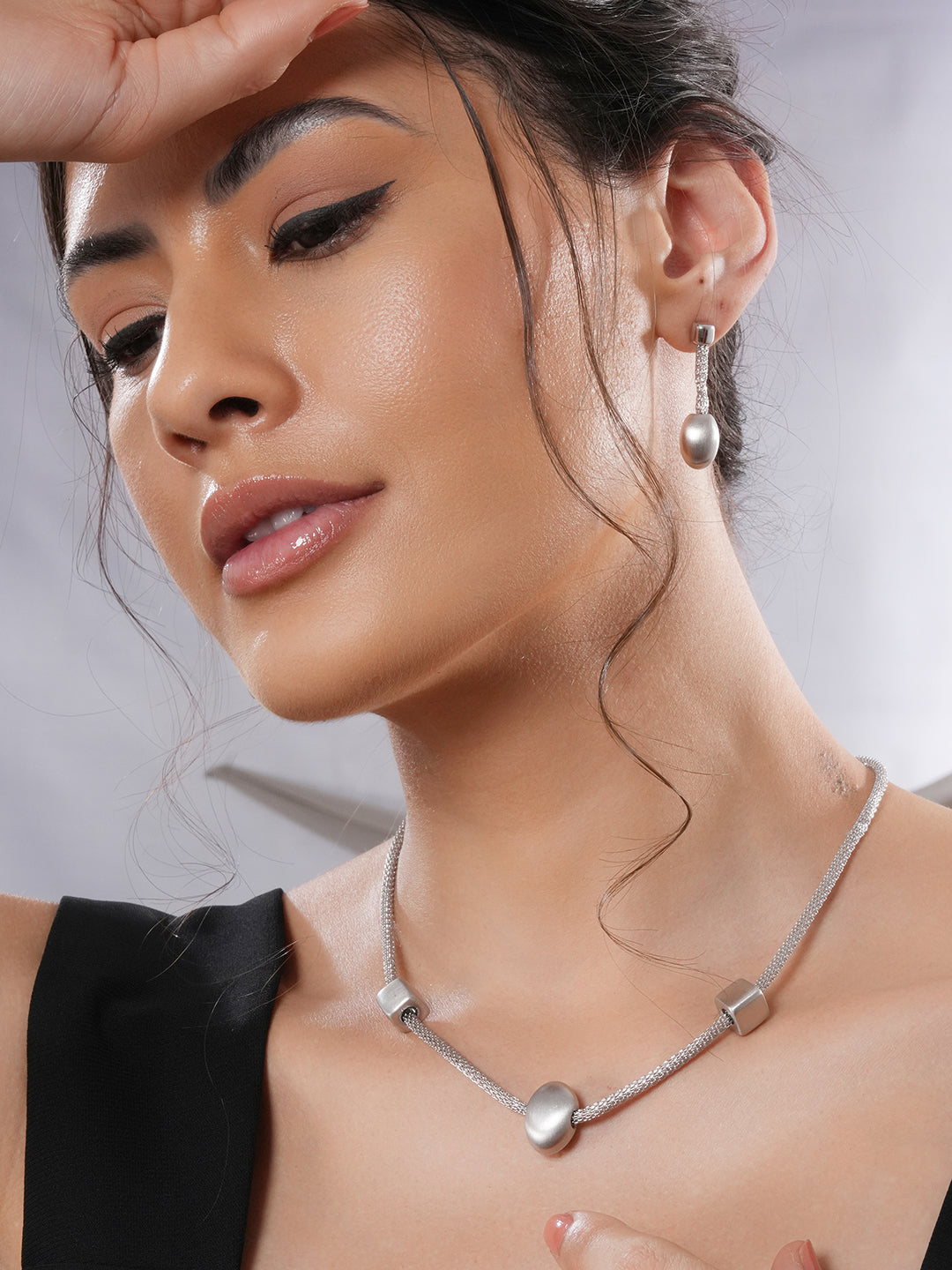 Anti-tarnish Silver Toned Trendy Chain Jewelry Set