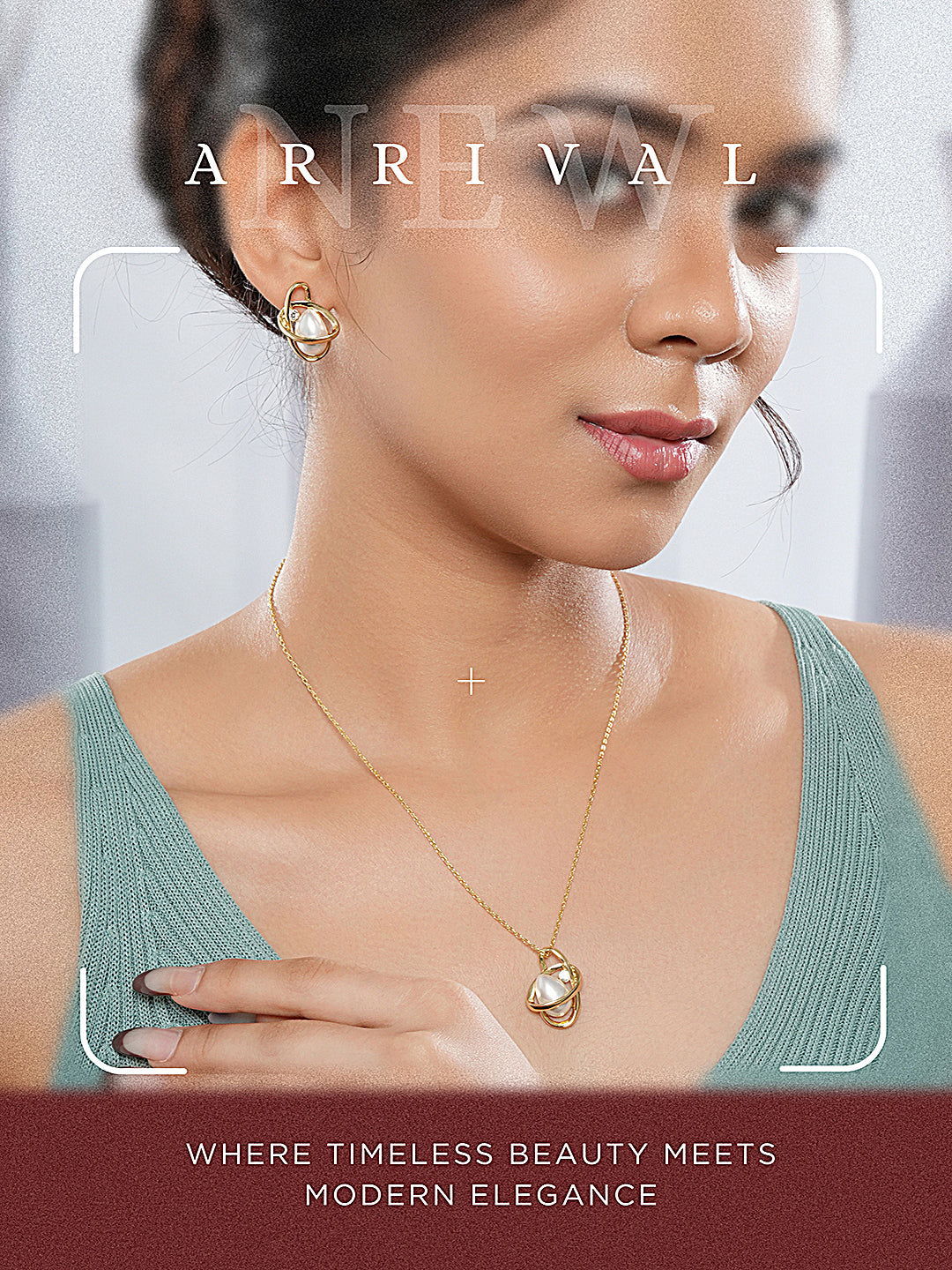 Elegant Pearl Pendant with Modern Gold-Tone Design