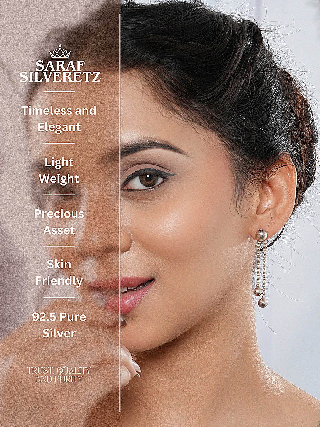 925 Sterling Silver Long Dual Strand Drop statement Minimal Earrings