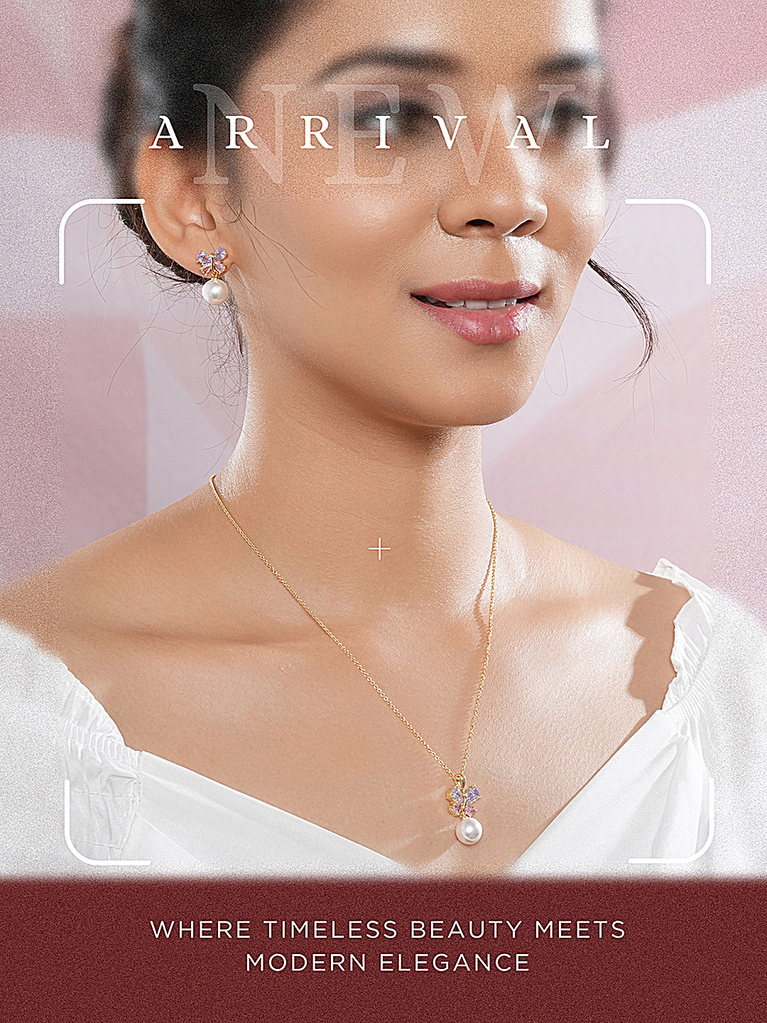 Elegant Butterfly Pearl Pendant Necklace & Earrings Set for Women