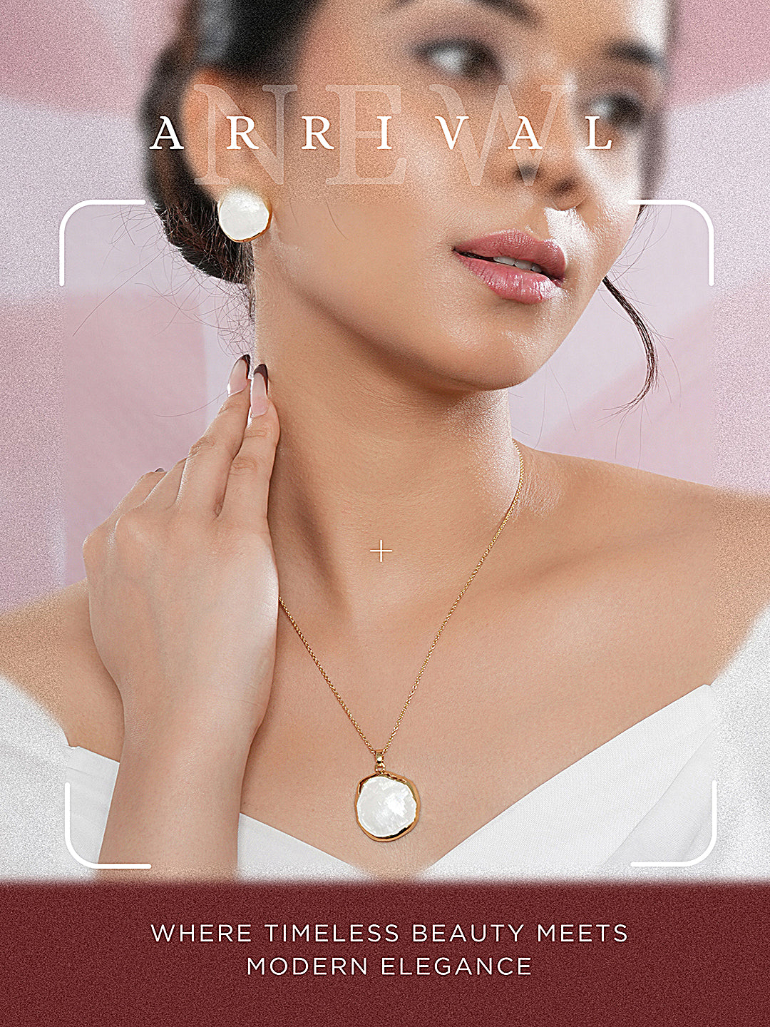 Elegant White Stone Pendant Necklace & Earrings Set