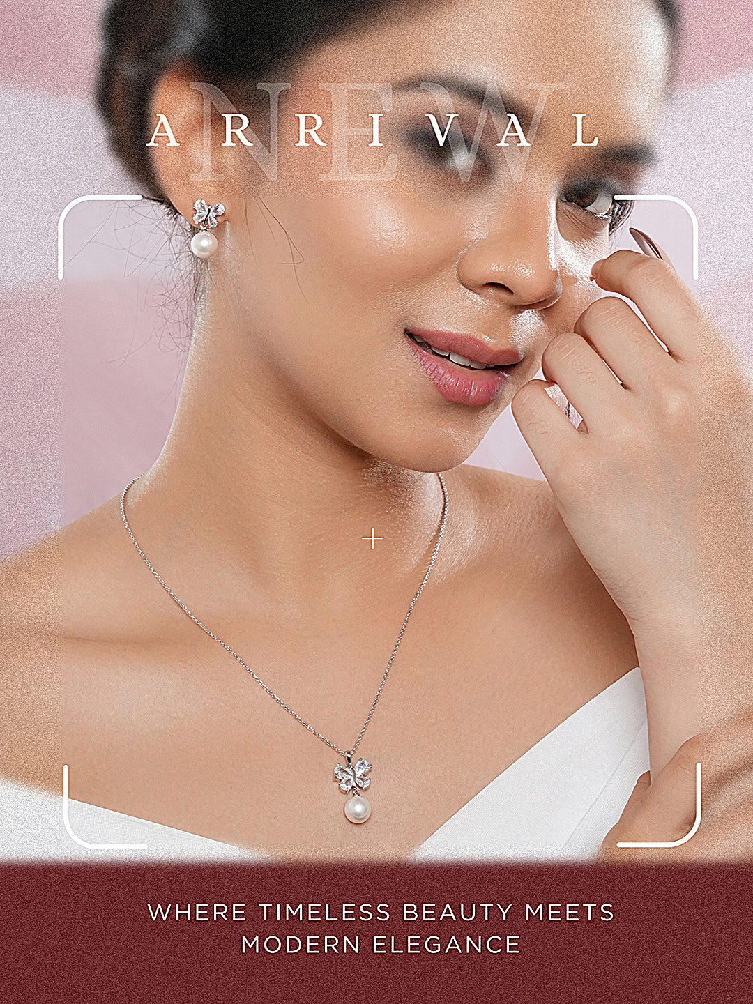 Elegant Pearl & Butterfly Pendant with Matching Earrings