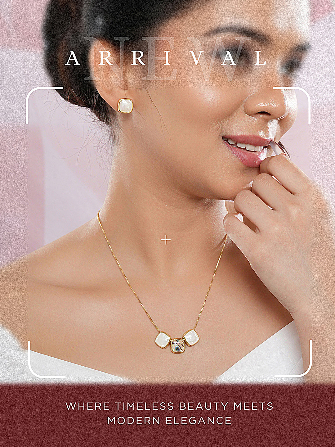 Elegant Square Stone Pendant Necklace & Earrings Set