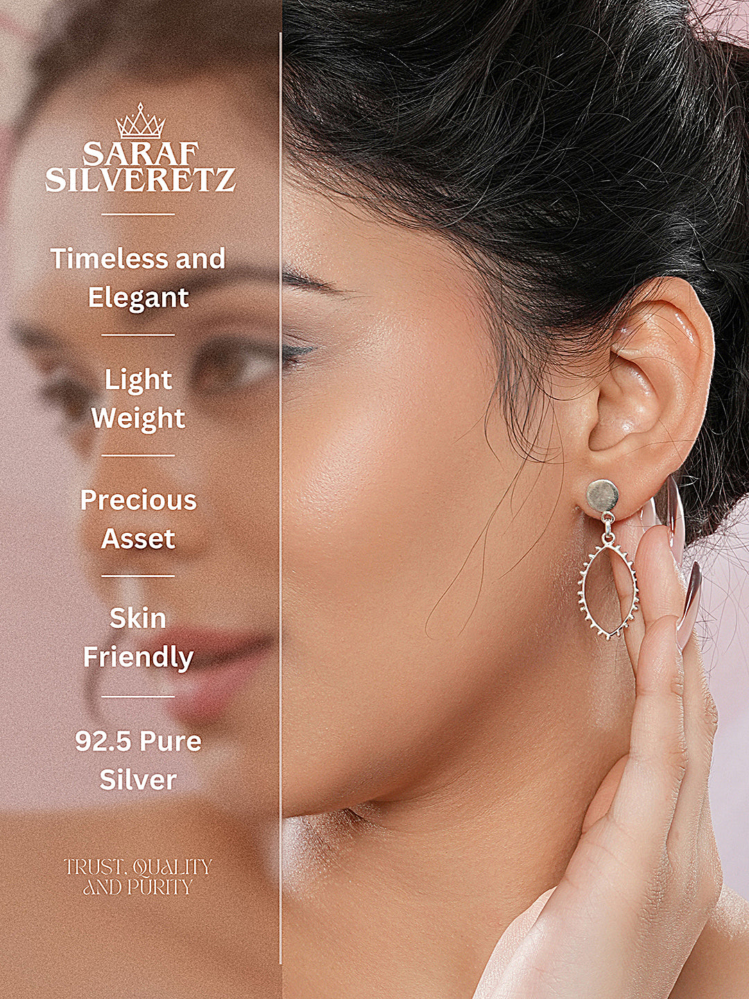 925 Sterling Silver Oval Lightweight Dangler Minimal Drop Earrings