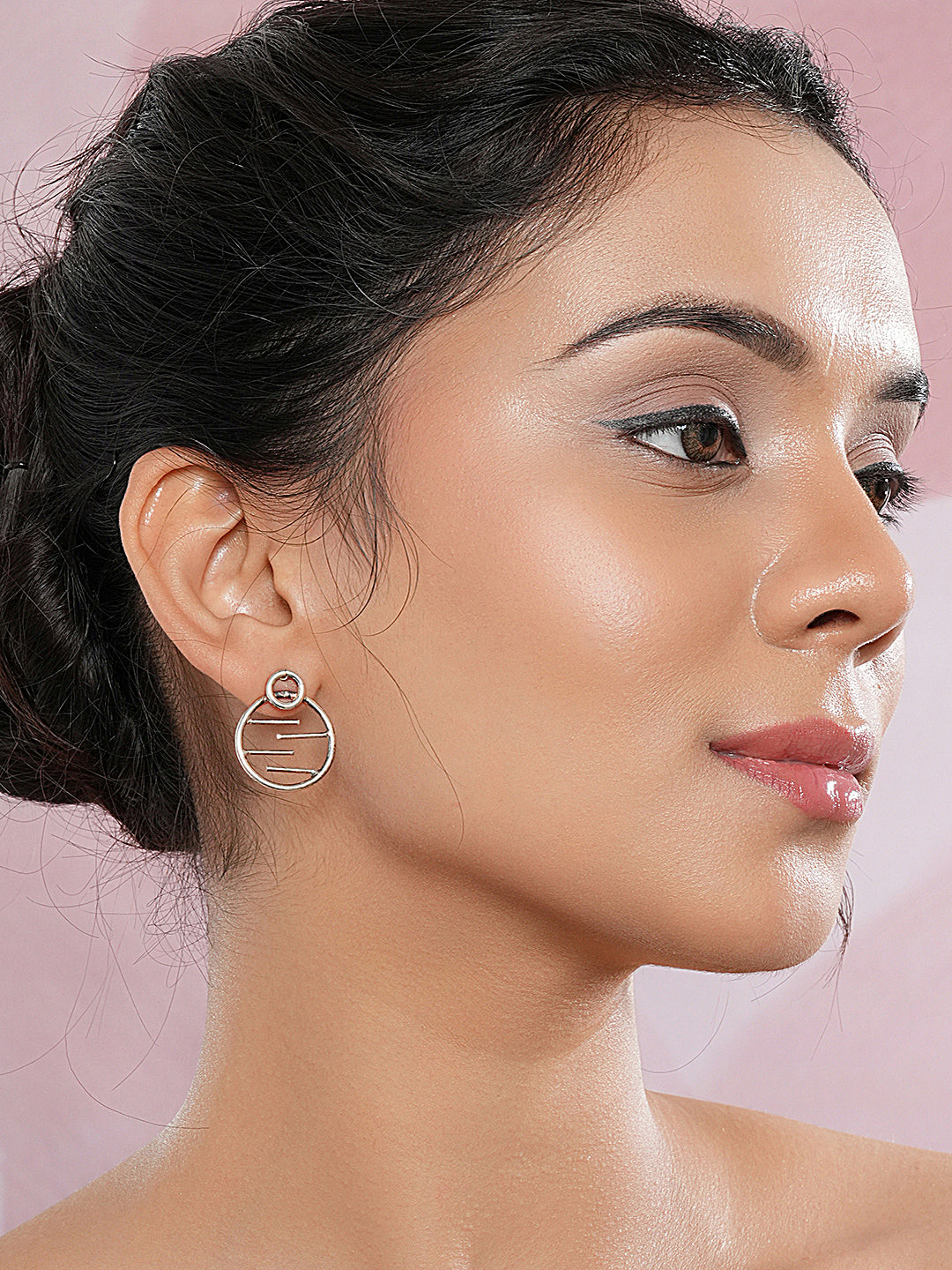 925 Sterling Silver Circular Quirky Statement Drop Minimal Earrings