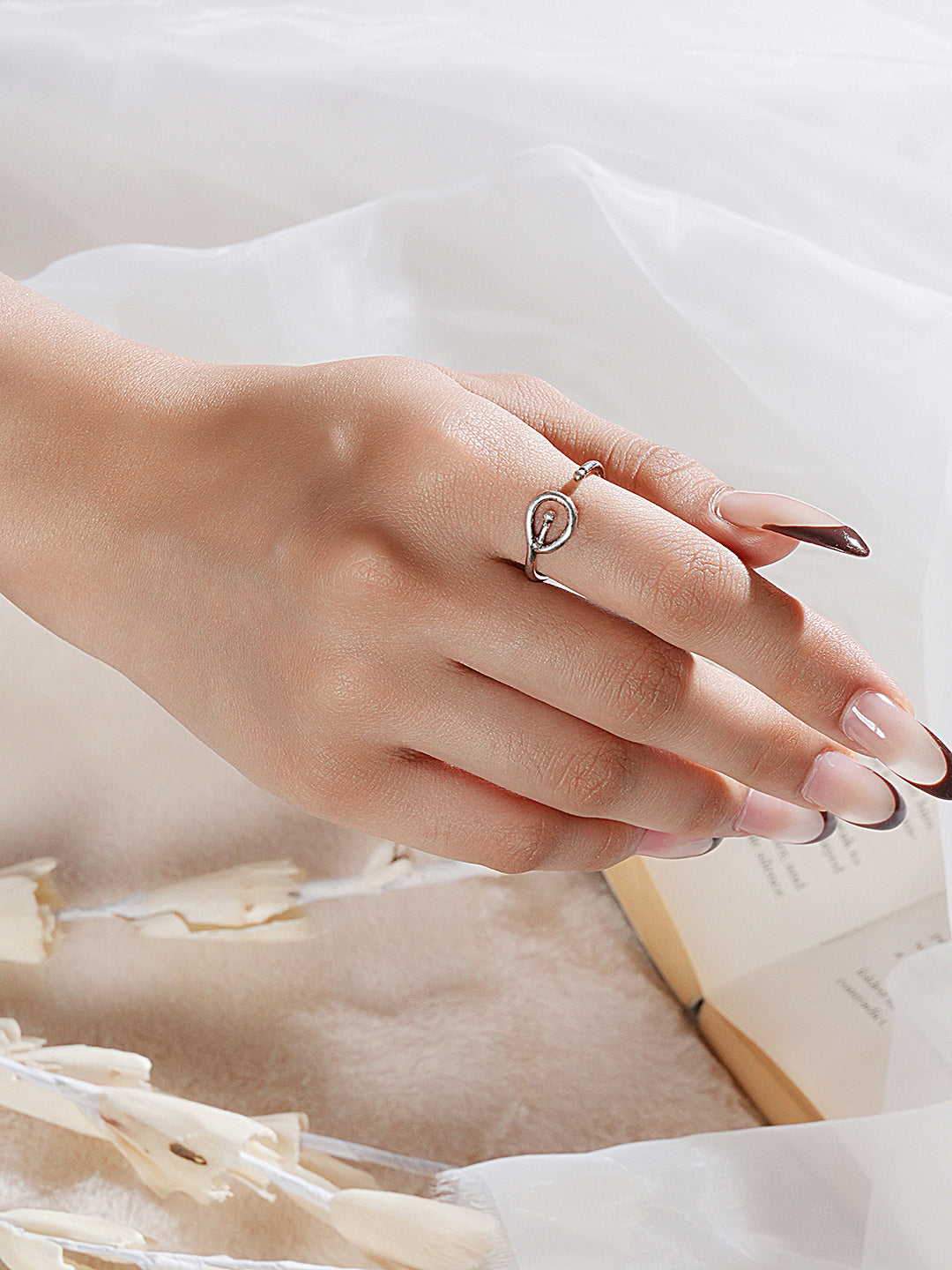 925 Sterling Silver Modern Quirky  Minimal Adjustable Finger Ring