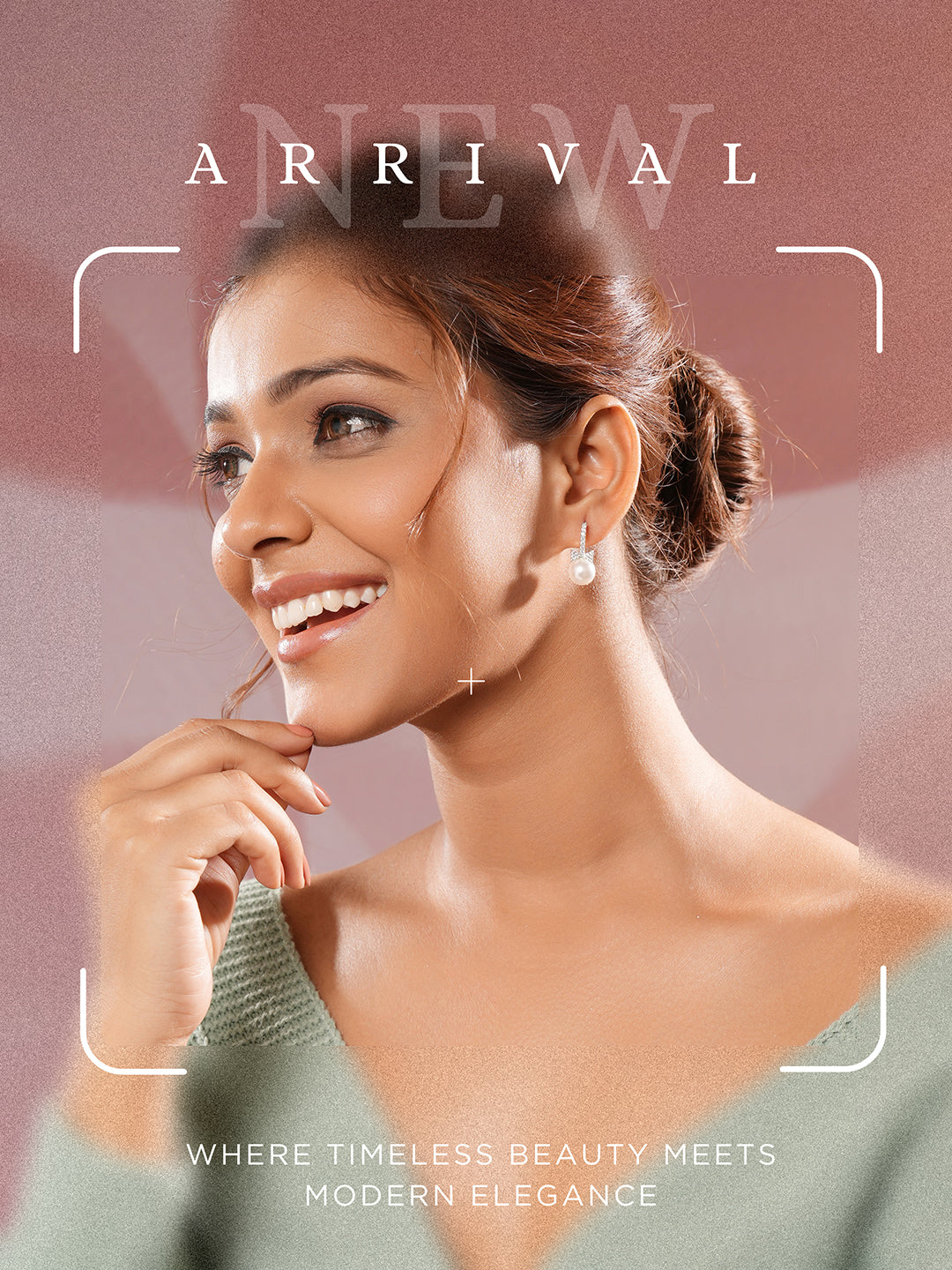 White Rhodium Plated AD  & Pearl Studded Bow Pearl Drop  Minimal earrings