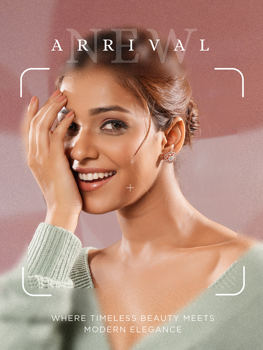 Rose Gold Polished White AD Studded  Floral Minimal Solitaire  Studds Earrings