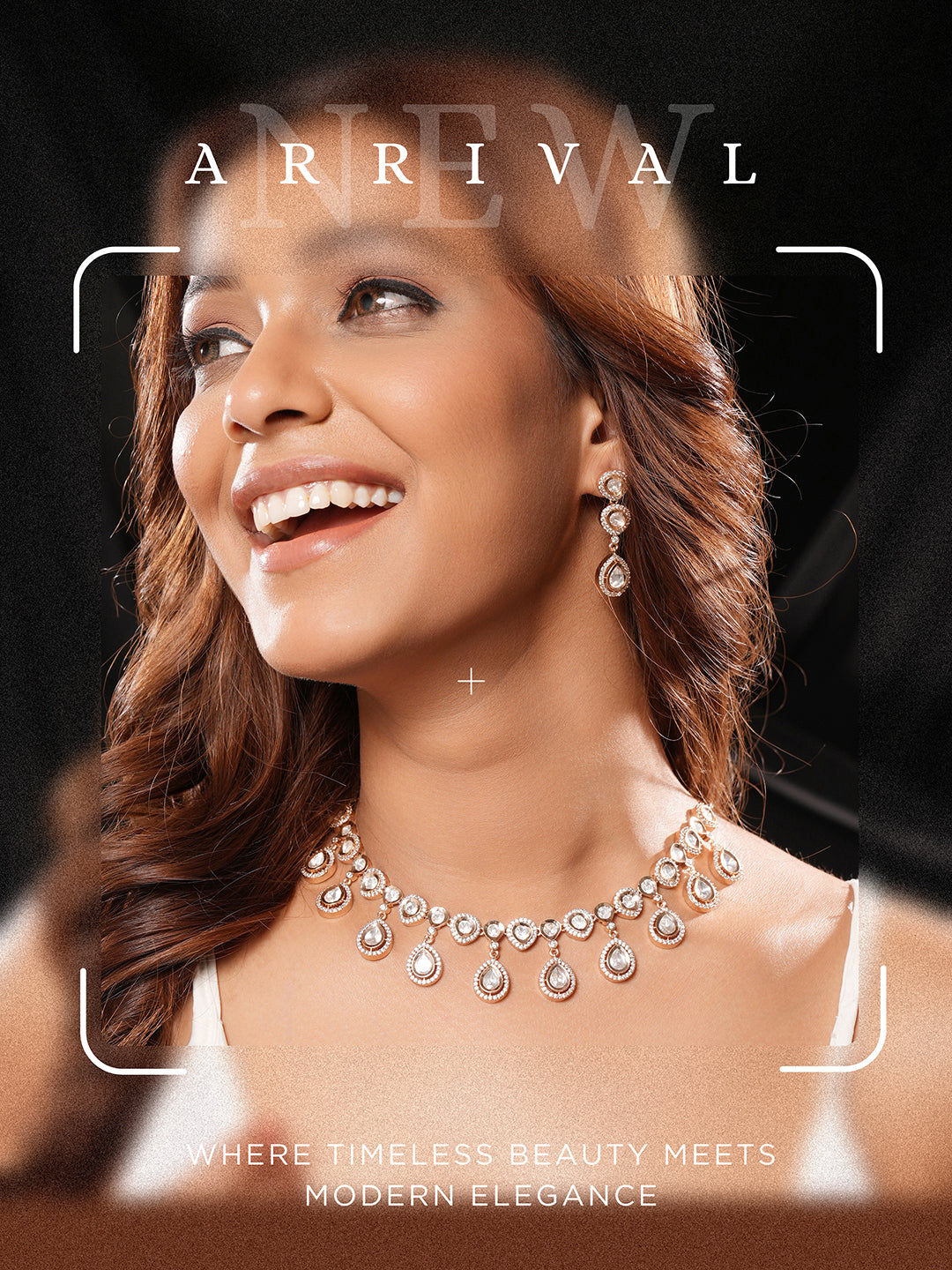 Gold Plated Kundan Polki Studded Designer  Bridesmaid Minimal Necklace Jewellery Set