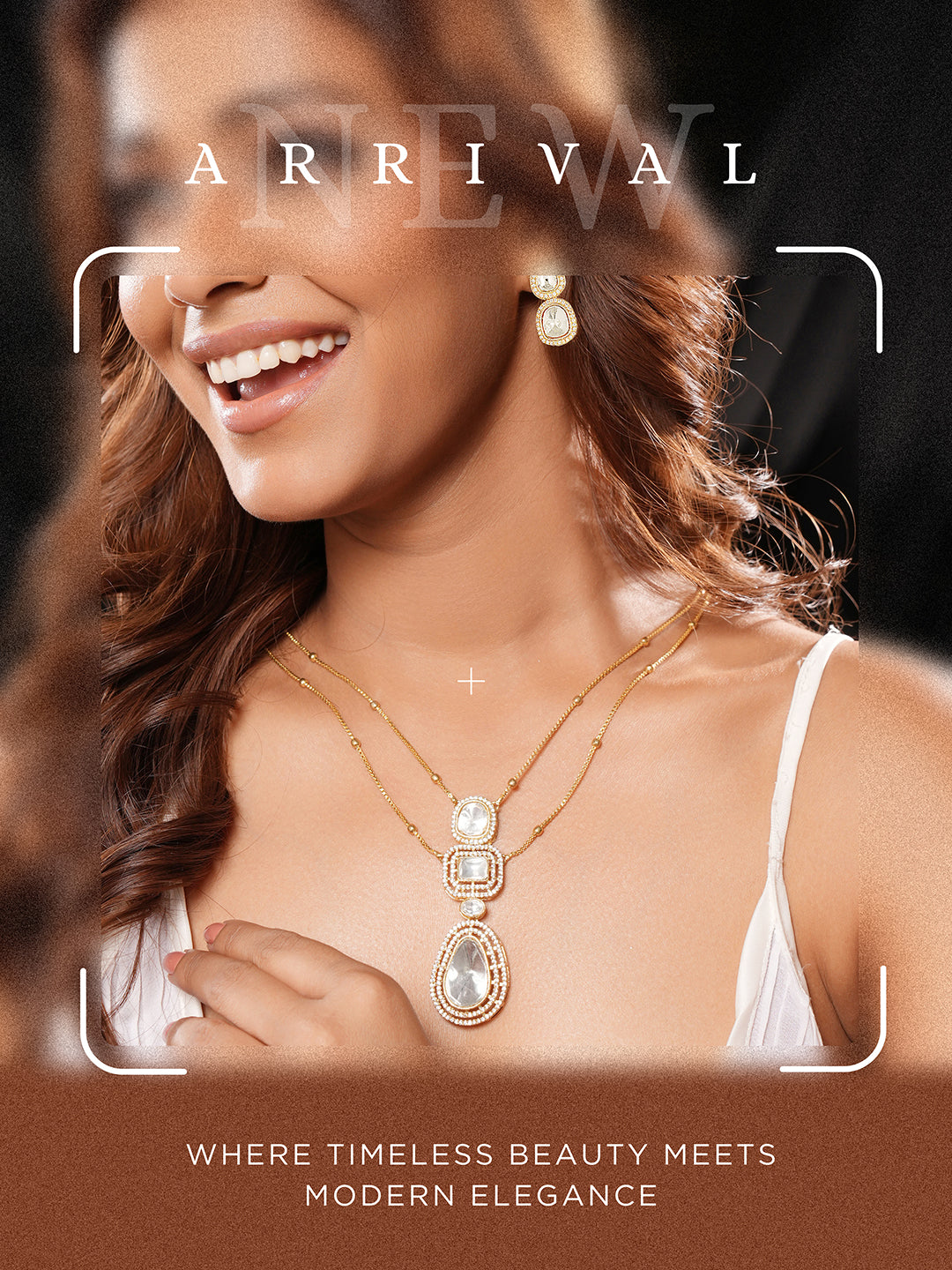 Gold Plated White Victorian  Kundan Polki  Studded Festive Minimal Pendant Chain Jewellery Set