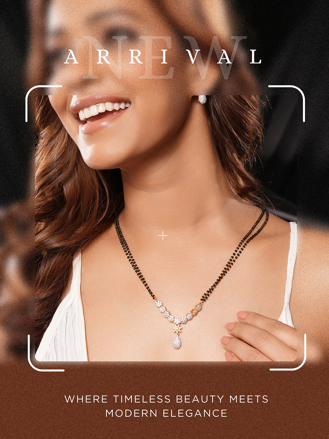 Gold Toned AD Studded Black Beads Studded  Designer Solitaire Type Mangalsutra Jewellery Set