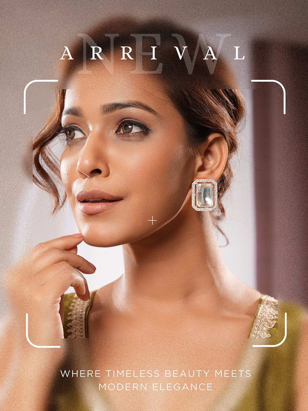 Gold Plated Uncut Polki Mossanite & AD Studded Geometric Designer Studds Earrings