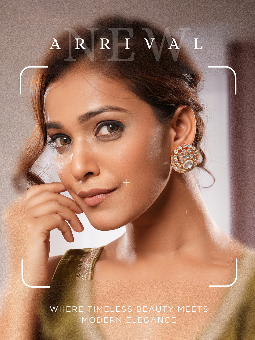 Gold Plated Uncut Polki Mossanite Kundan Studded  Bridal Designer Circular Studds Earrings