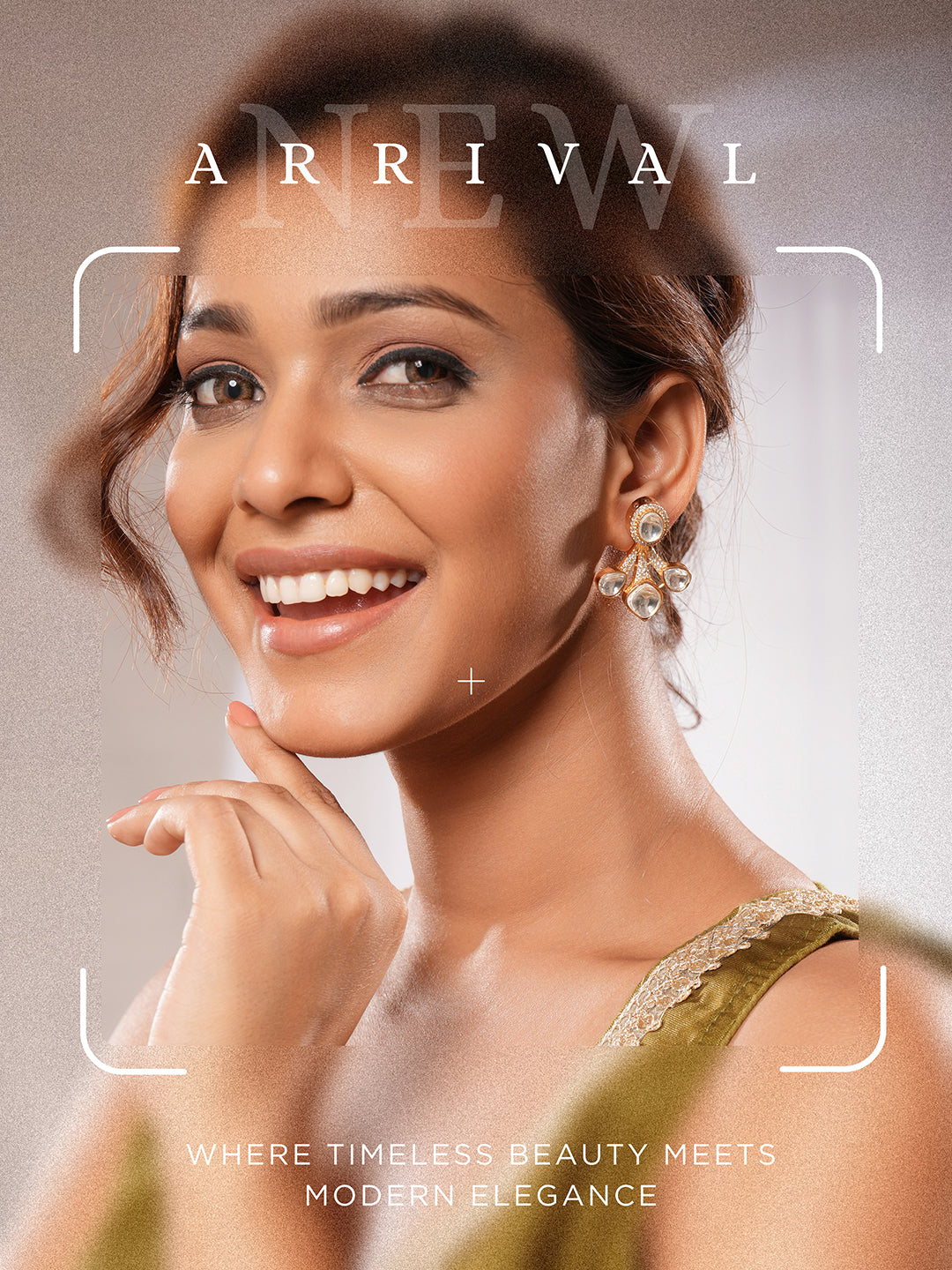 Gold Plated Uncut Polki Mossanite Minimal Floral Studds Earrings