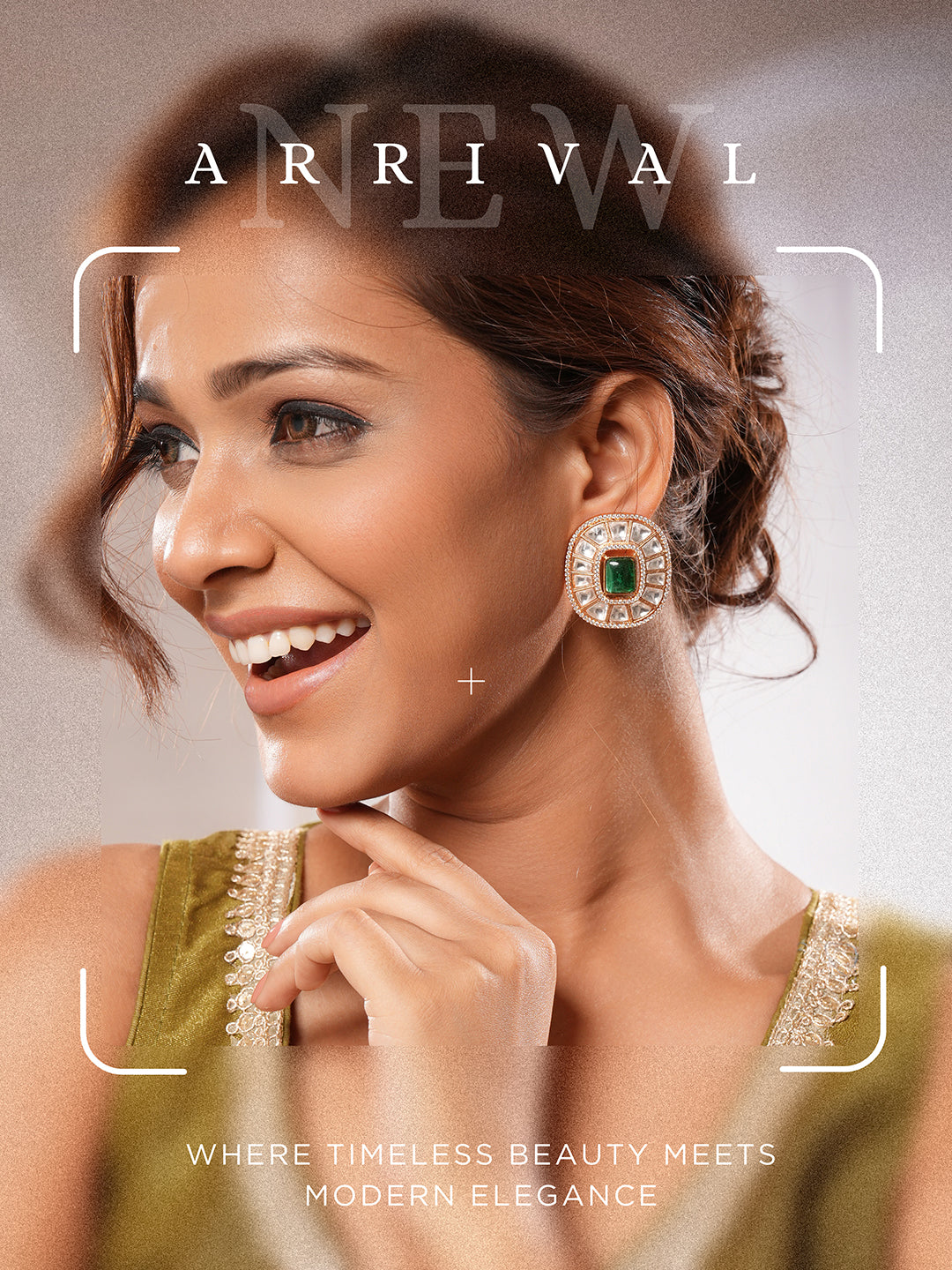 Gold Plated Green Emerald Uncut Polki Mossanite Designer Statement Studds Earrings