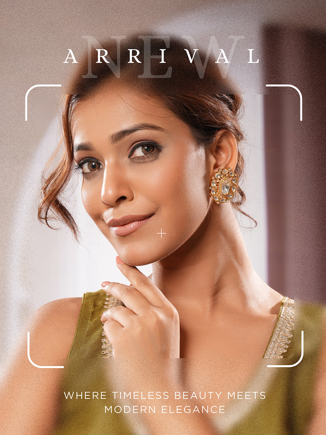 Gold Plated Uncut Polki Mossanite Studded Floral Designer Studds Earrings