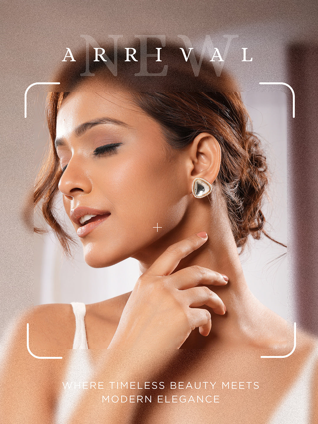 Gold Plated Uncut Mossanite Polki Statement Big Triangle  Studds Earrings