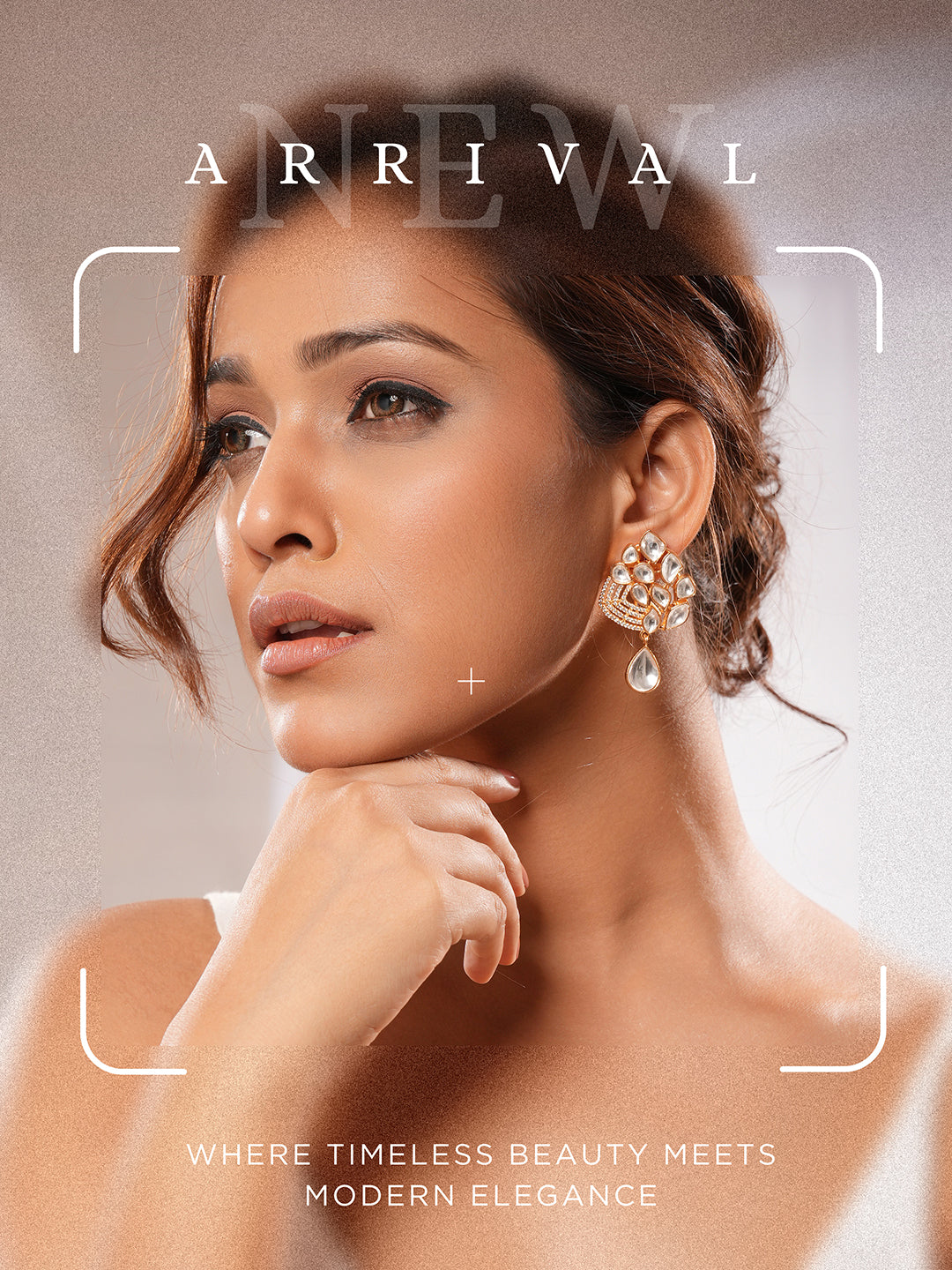 Gold Plated Uncut Polki Mosannite Kundan Studded Floral Drop Studds Earrings