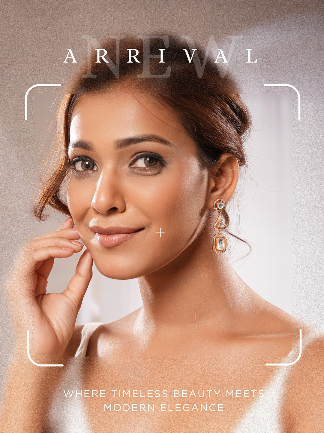 Gold Plated Uncut Polki Mossanite Kundan Studded  Quirky Shaped Dropdown Earrings