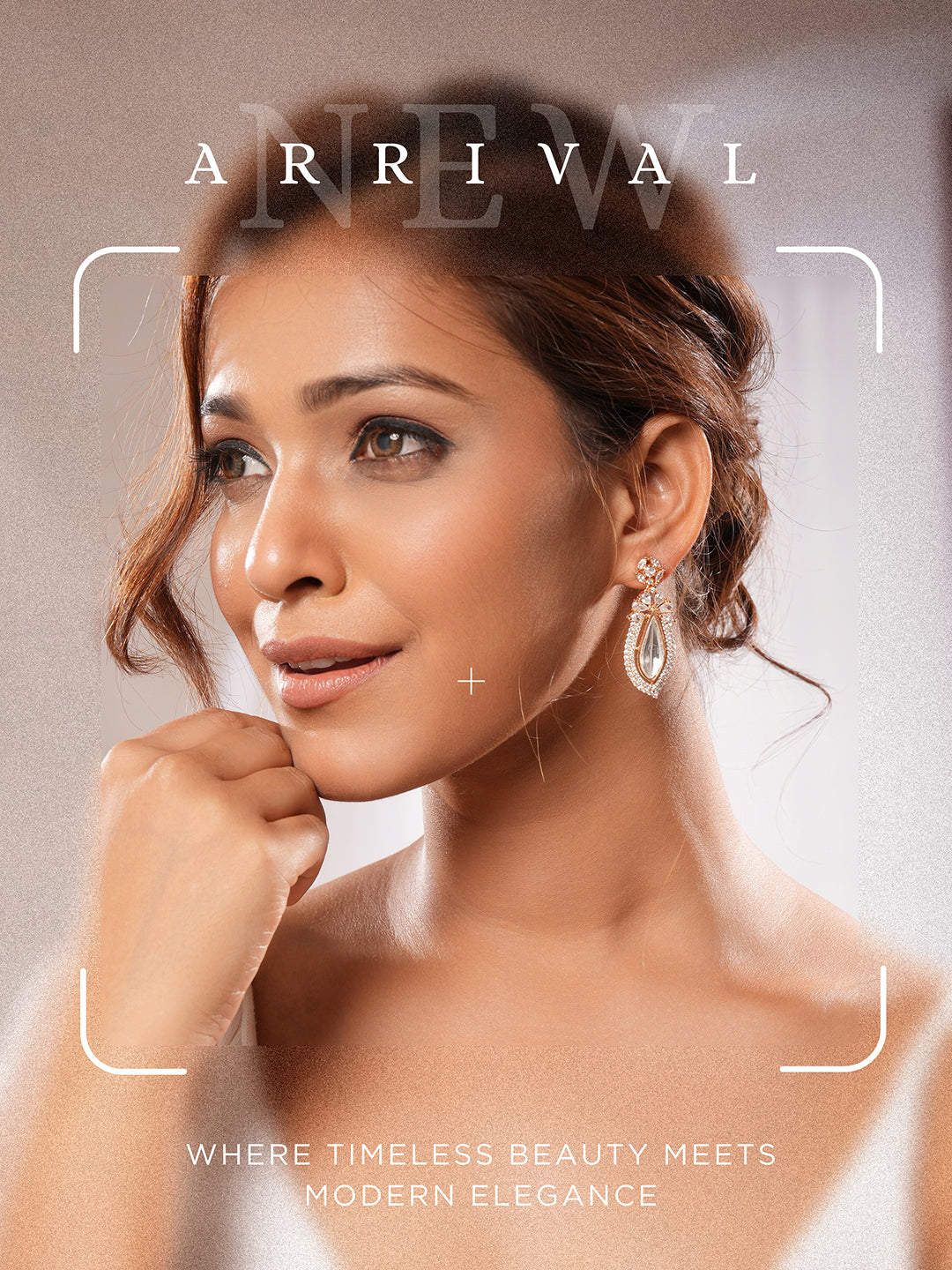 Gold Plated Uncut Polki Mossanite Dropdown Minimal Earrings