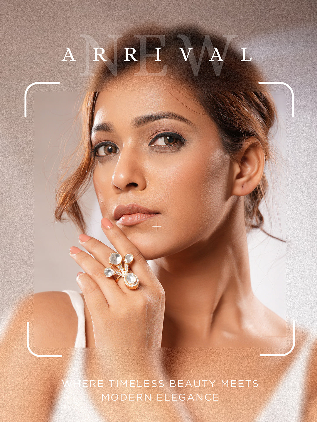 Antique Gold Plated Kundan Studded  Intricate Solitaire Finger Rings