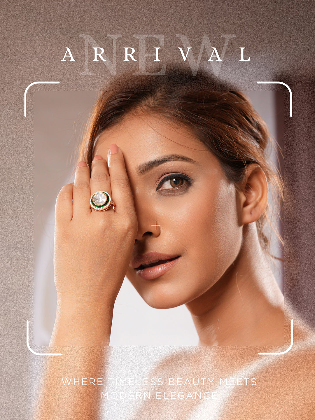 Gold Plated Incut Kundan Mossanite Studded Minimal Bridal Adjustable Handcrafted Finger Rings