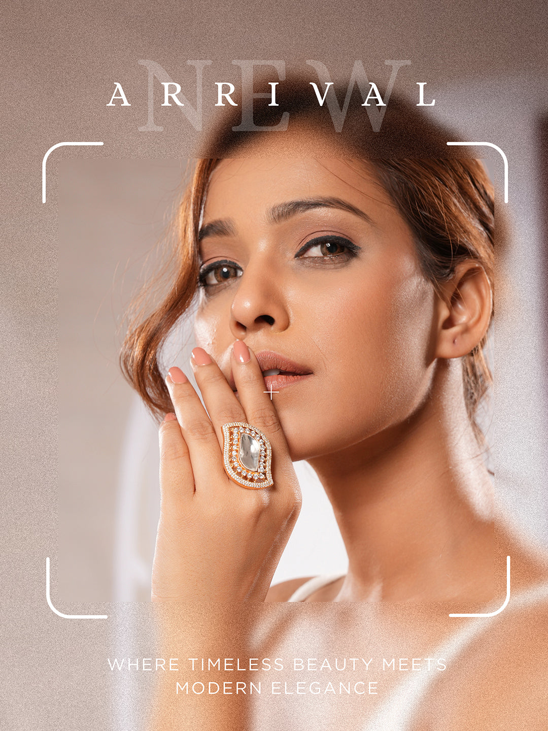 Gold Plated Uncut Kundan Polki Mossanite & Zircon Studded Luxe Quirky Adjustable Finger Ring