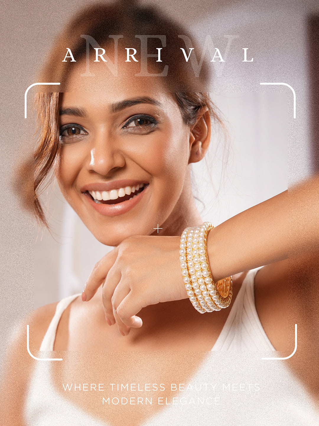 Set Of 4 Gold Polish Pearl Beaded Partywear Bangles