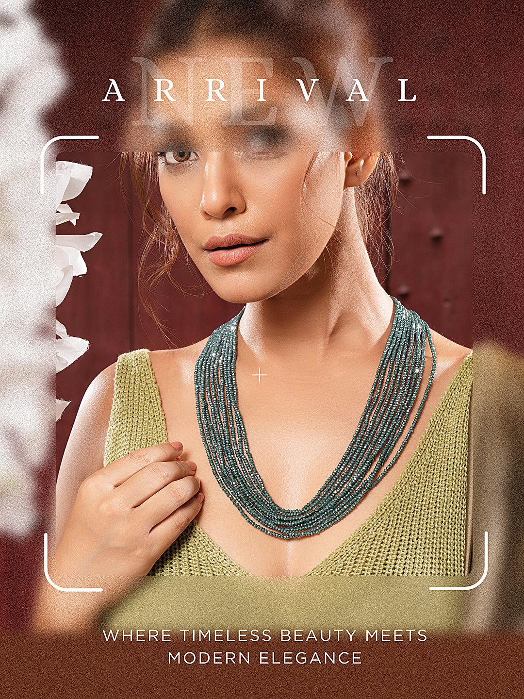 Multi-Layered Emerald Green Beaded Necklace with Gold Finish Jewellery for Women